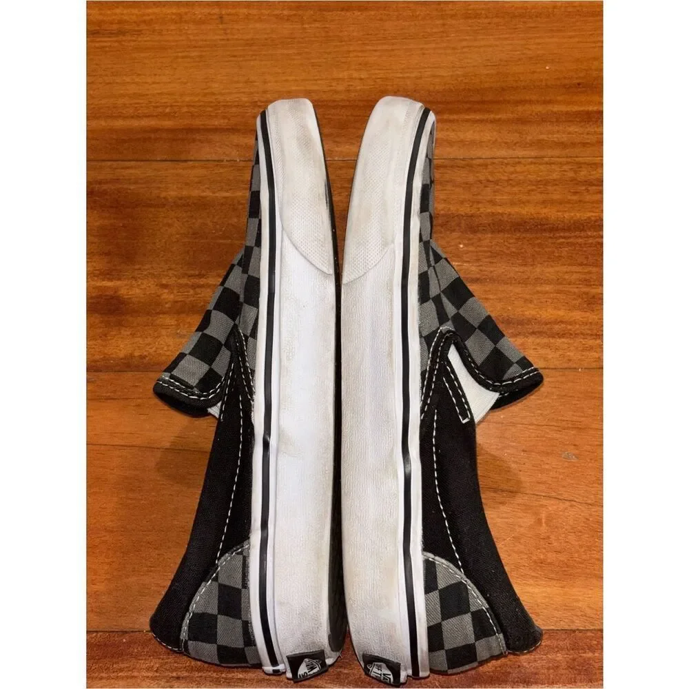 Vans Kids Slip-On Checkerboard Sneakers - Black & Gray
